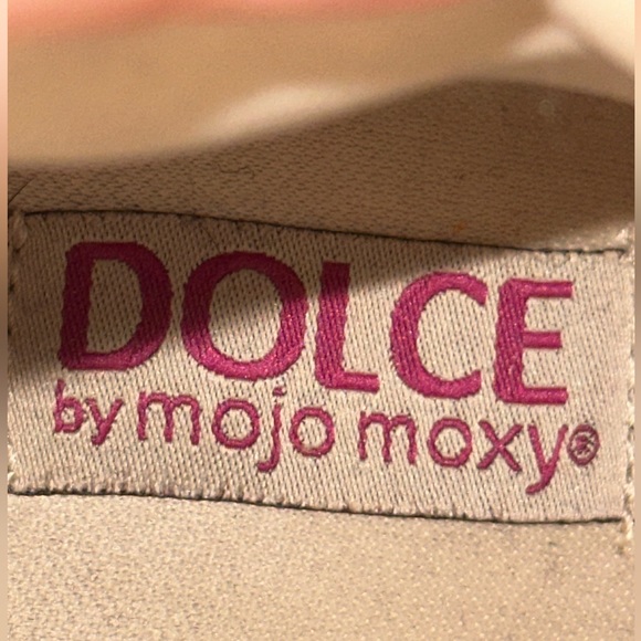 Shoe dept. Dolce by Mojo Moxy Cream faux leather bling strap heeled boots size 8 - Picture 8 of 9